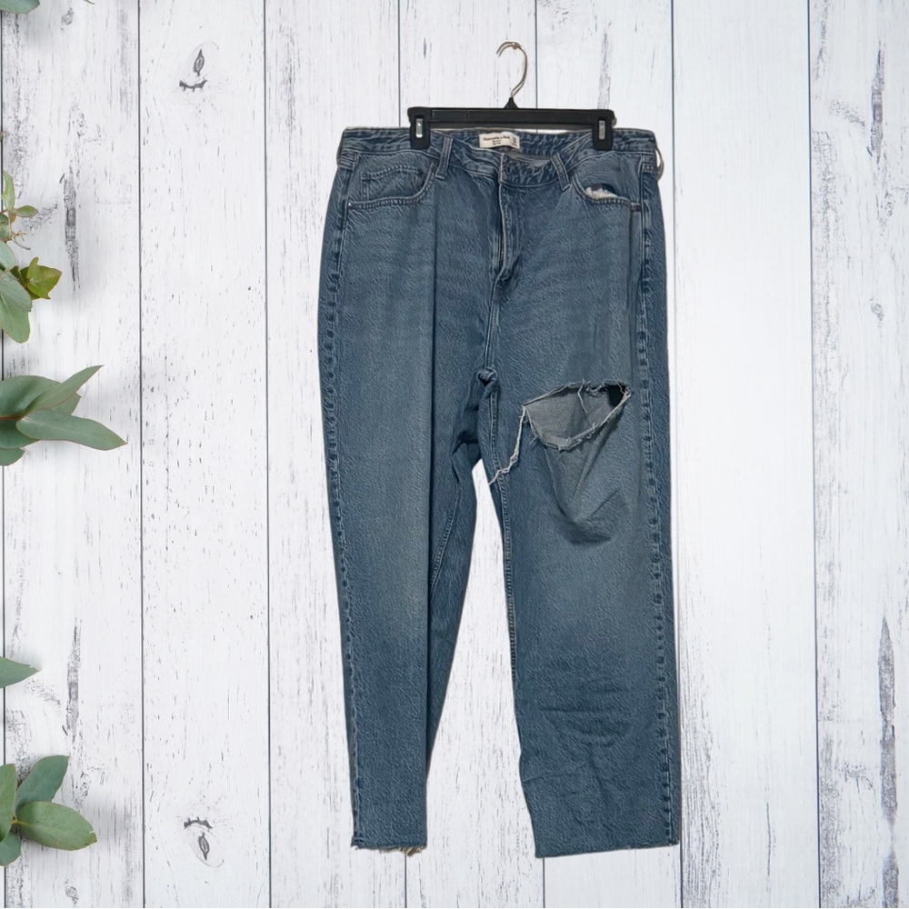 Abercrombie & Fitch High Rise Distressed Blue Jeans